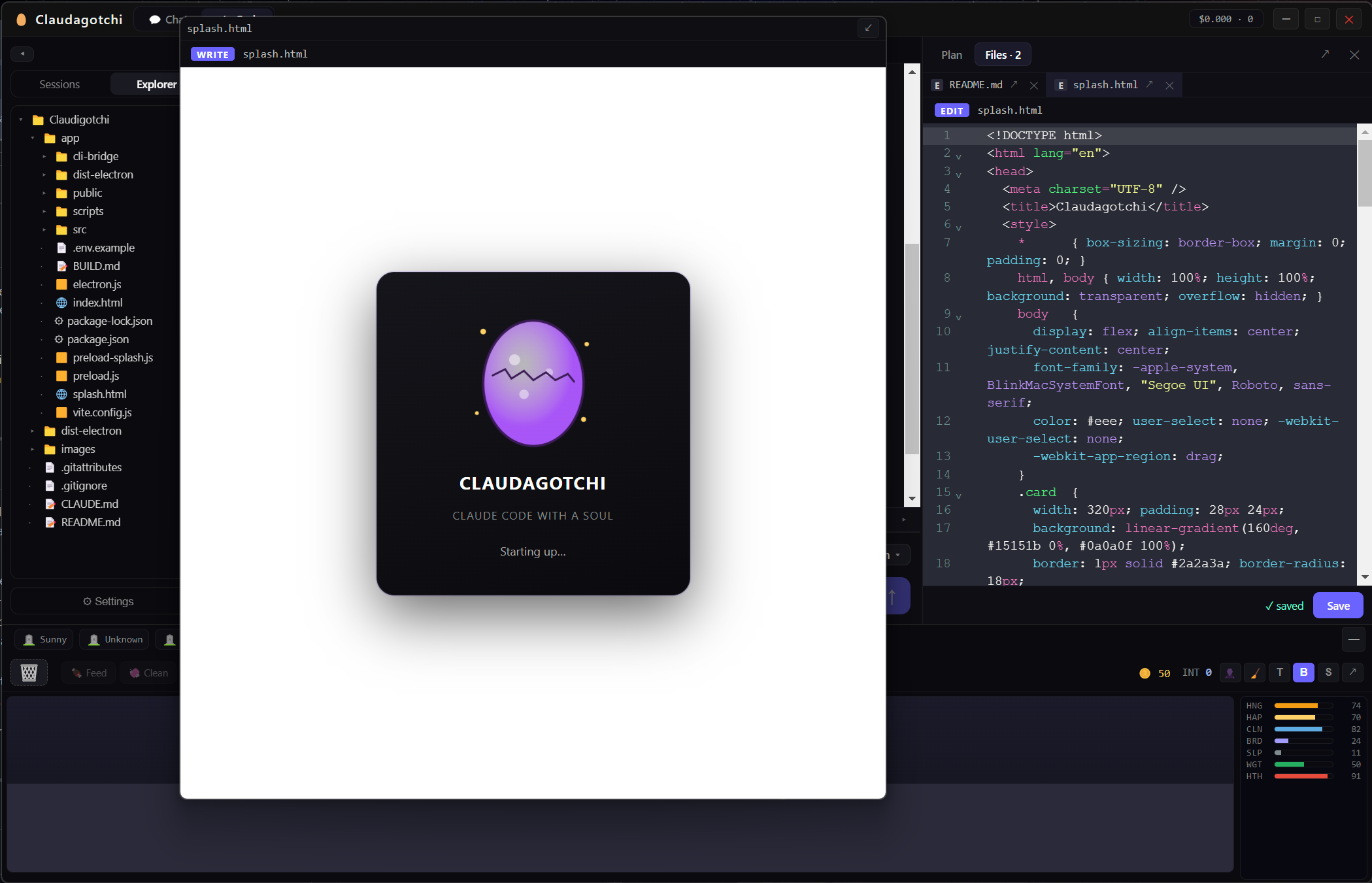 Claudagotchi Window Popout