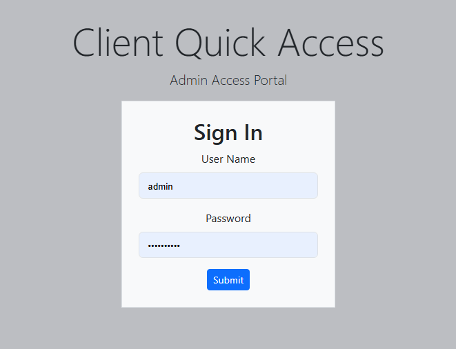 Admin Sign-on