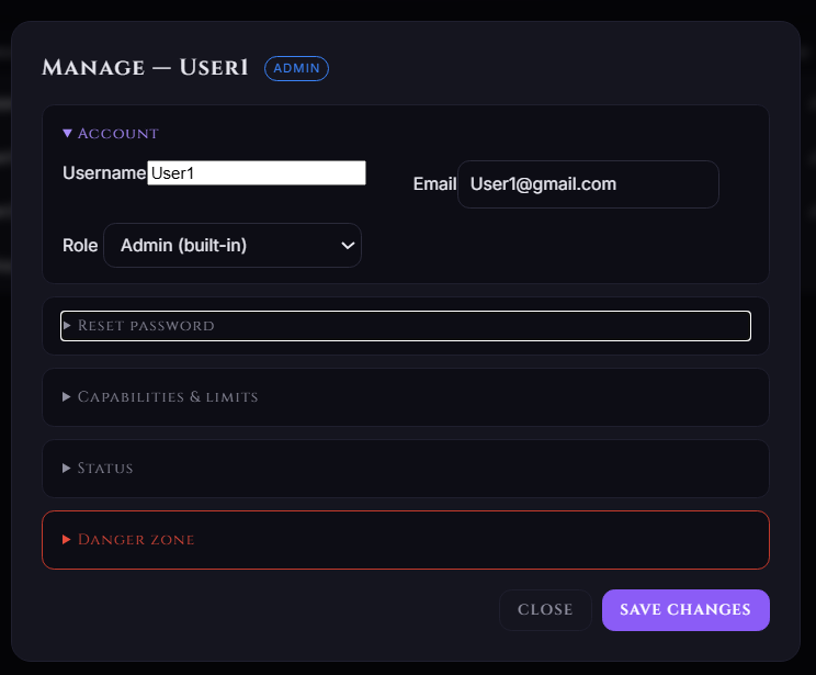 Vitriol Manage Account